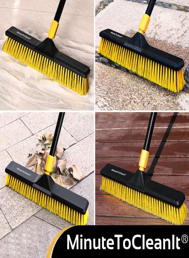 MinuteToCleanIt فرشاة تنظيف MinuteToCleanIt شديدة التحمل مقاس 18 بوصة، مكنسة فناء بمقبض قابل للتمديد للحديقة والممرات والشرفات والمساحات الصناعية والمناطق الخارجية، عمود بطول 65.3 بوصة، للاستخدام الرطب والجاف، أصفر - Image 5